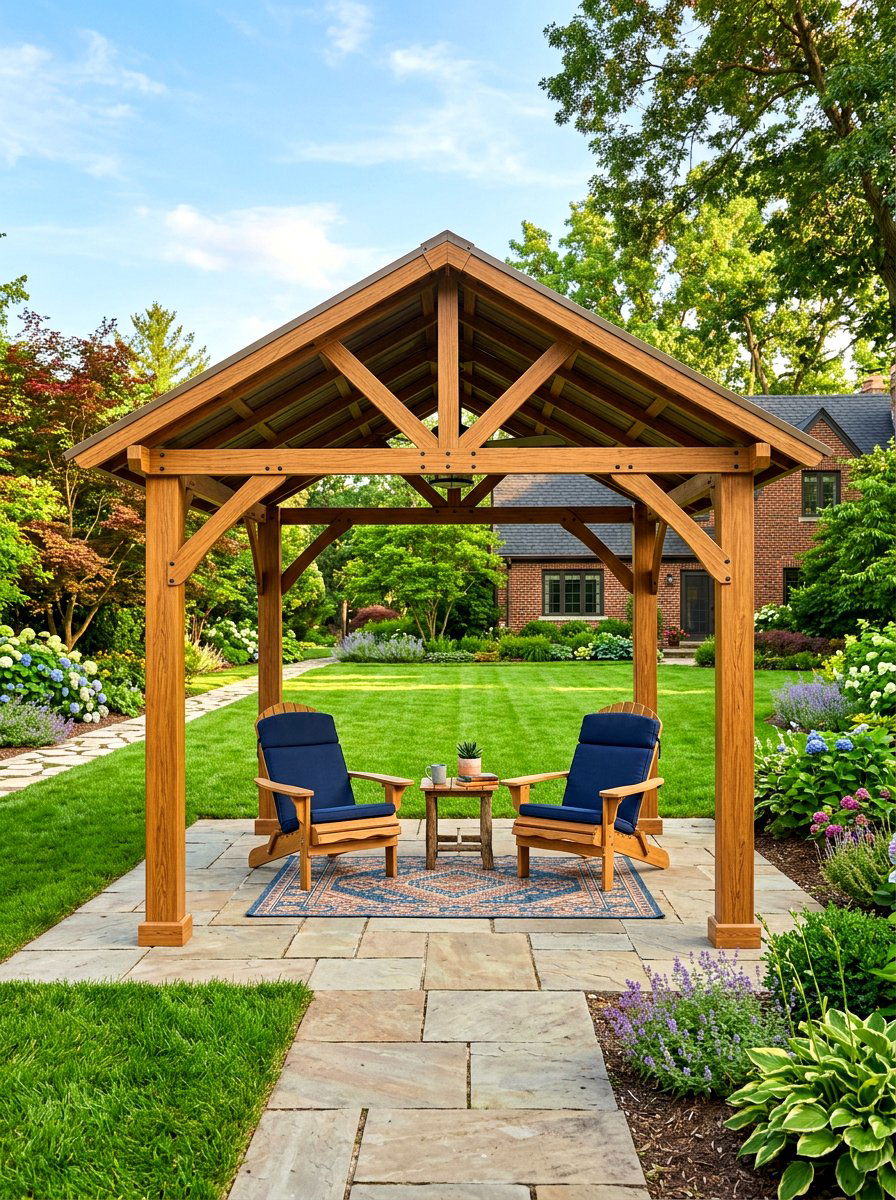 Wood Grain Aluminum Gazebo - 30 hardtop gazebo ideas
