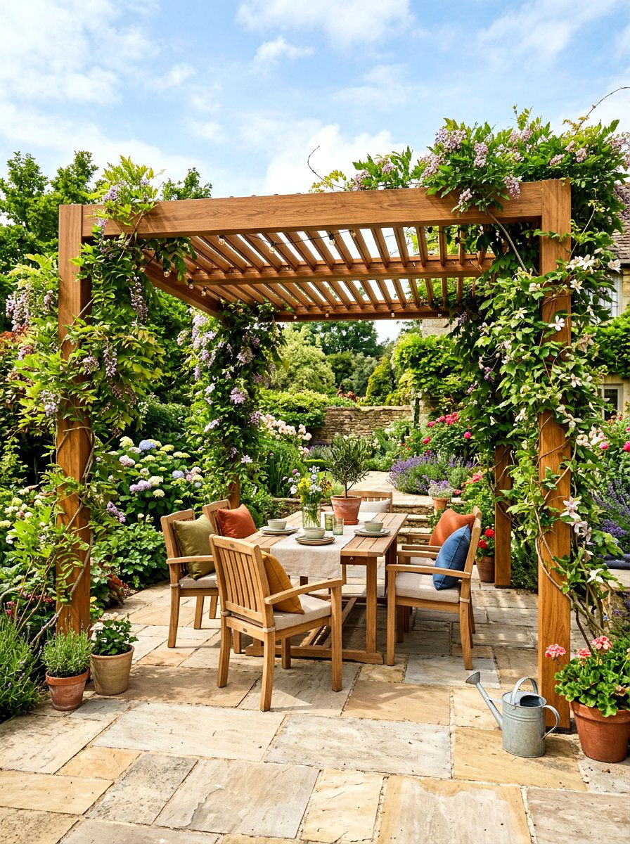 Wood Grain Aluminum Pergola - 30 louvered pergola patio ideas