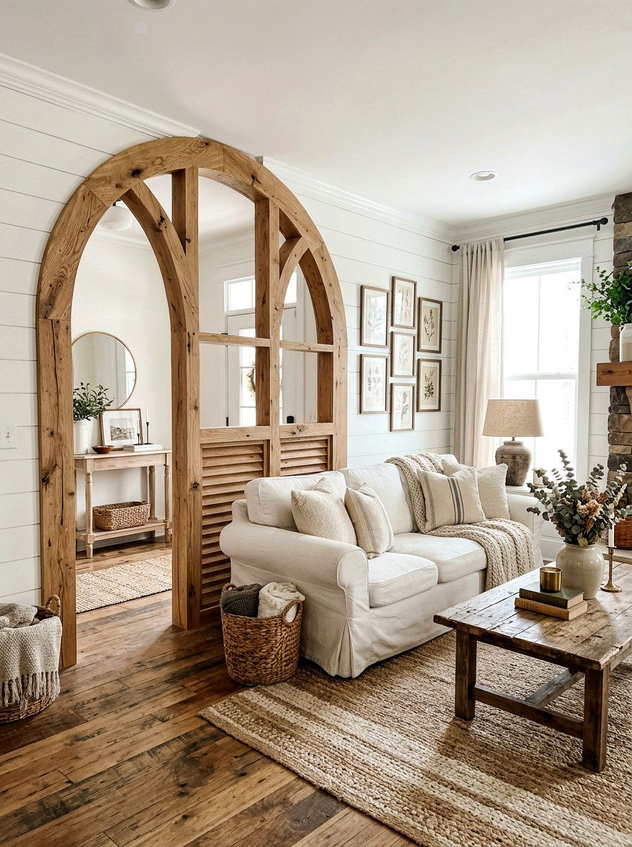 Wood Grain Arched Room Divider - 30 arched room divider ideas