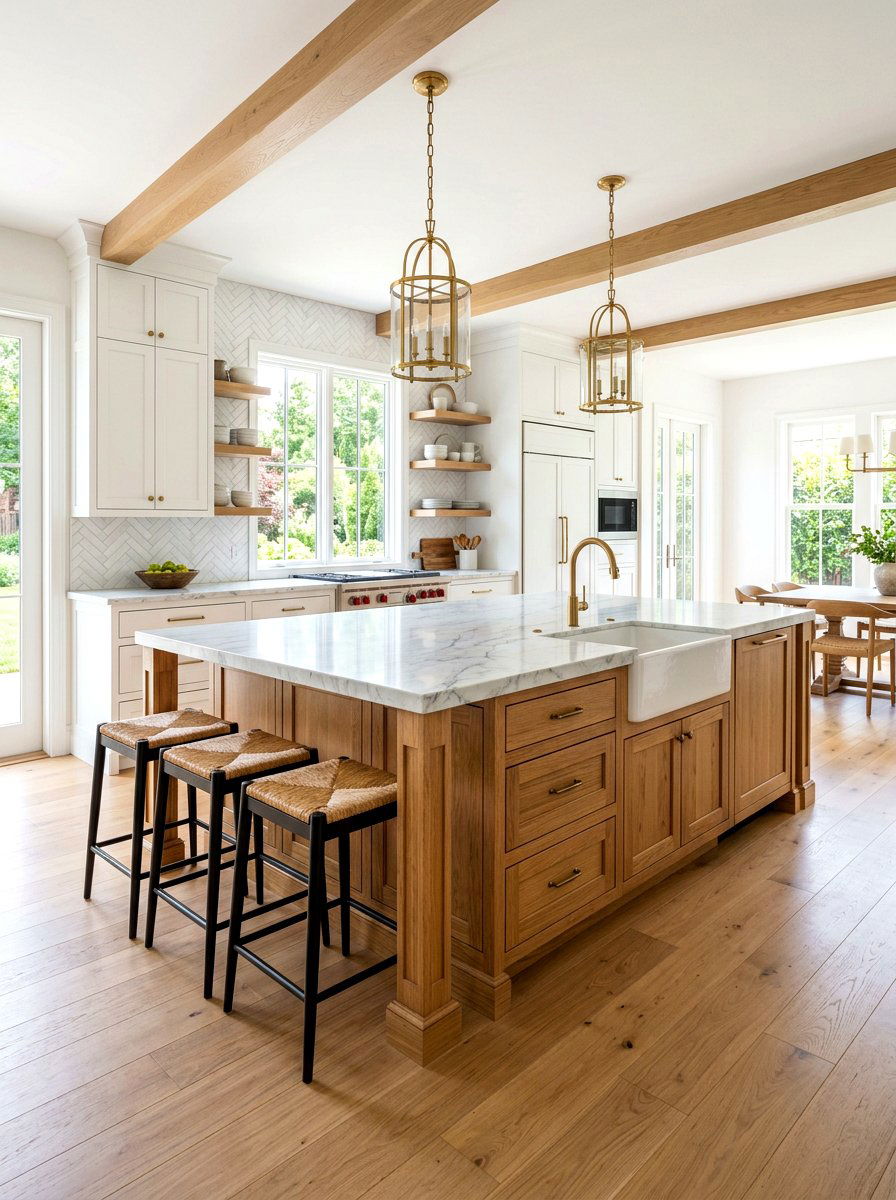 Wood Island Kitchen - 30 cottage kitchen ideas