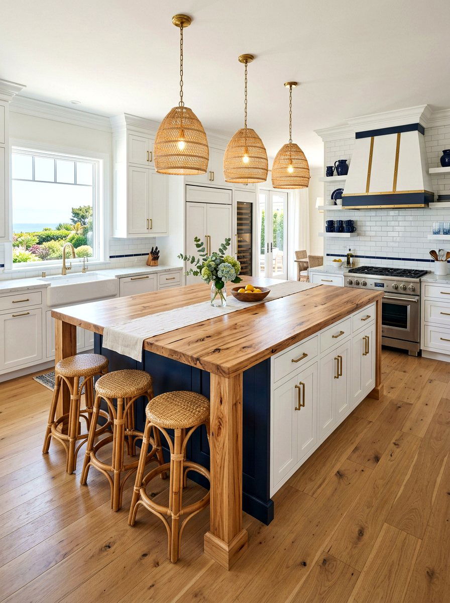 Wood Island With White Cabinets - 30 warm wood kitchen cabinets ideas