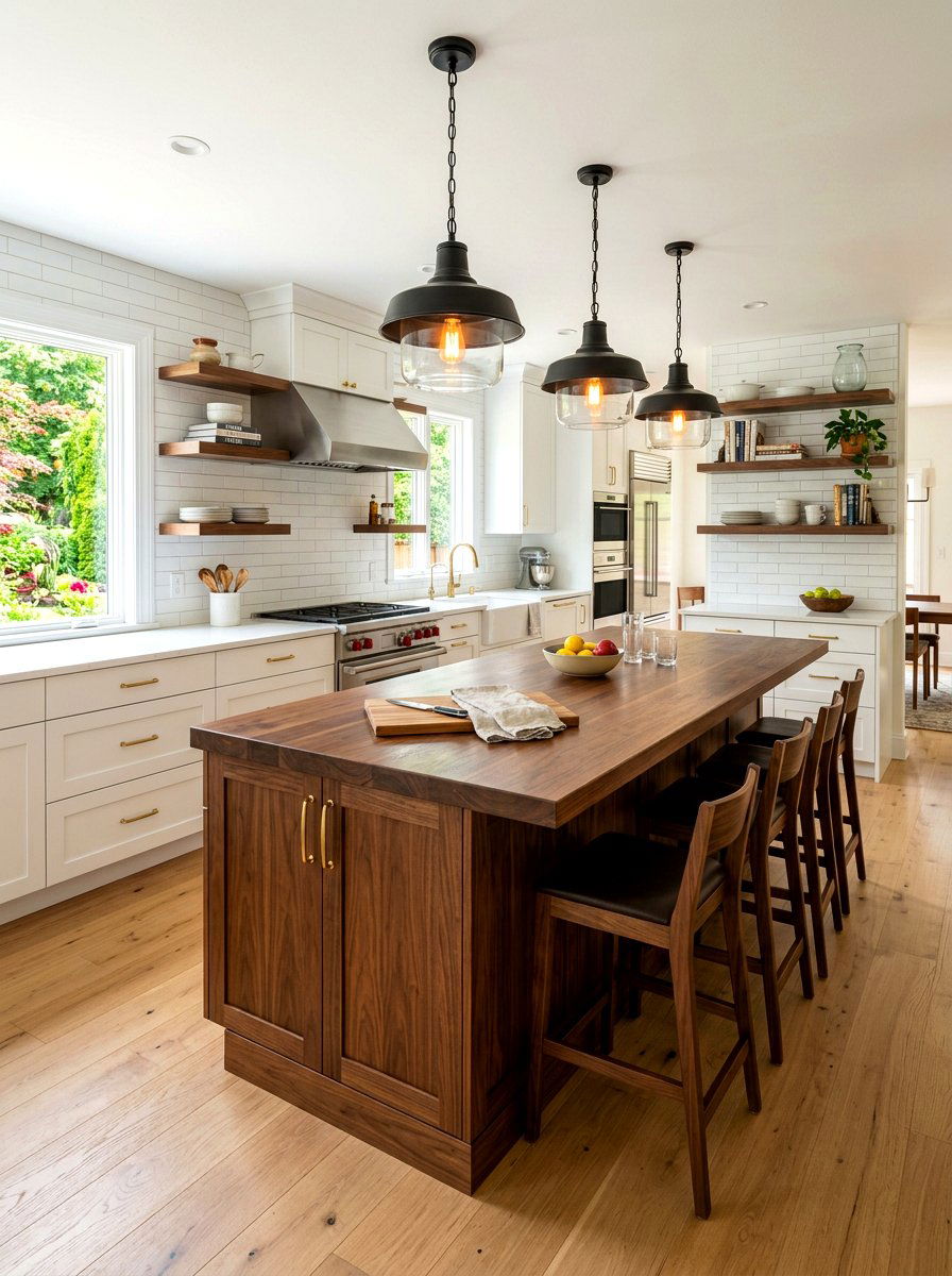 Wood Kitchen Island - 30 warm wood cabinet kitchen ideas
