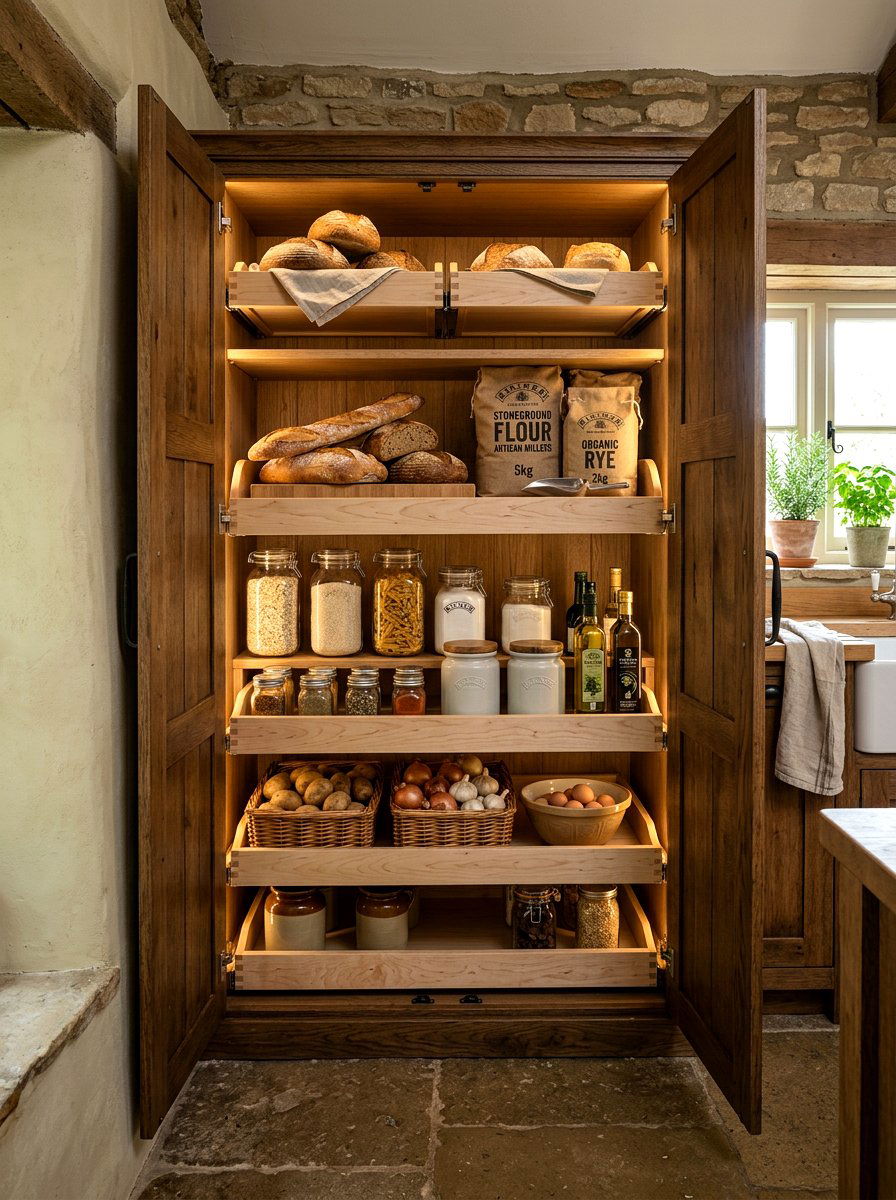 Wood Kitchen Larder - 30 pull out pantry ideas