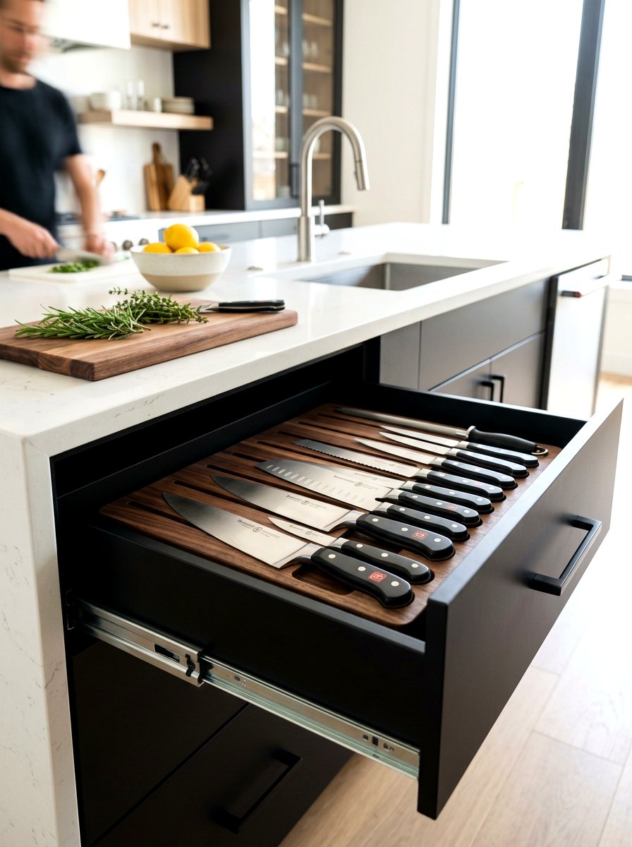 Wood Knife Drawer Block - 30 organizing kitchen drawers ideas