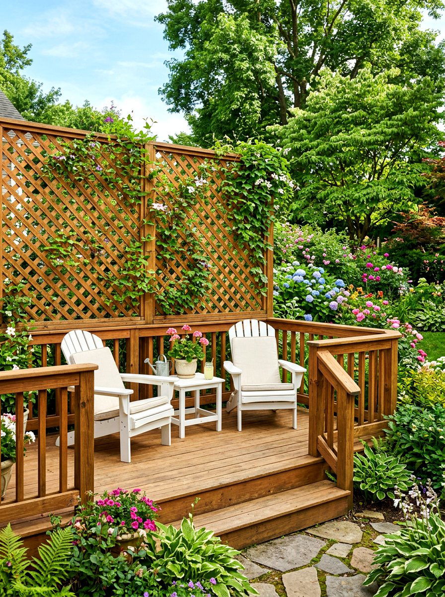 Wood Lattice Deck Privacy - 30 deck privacy ideas