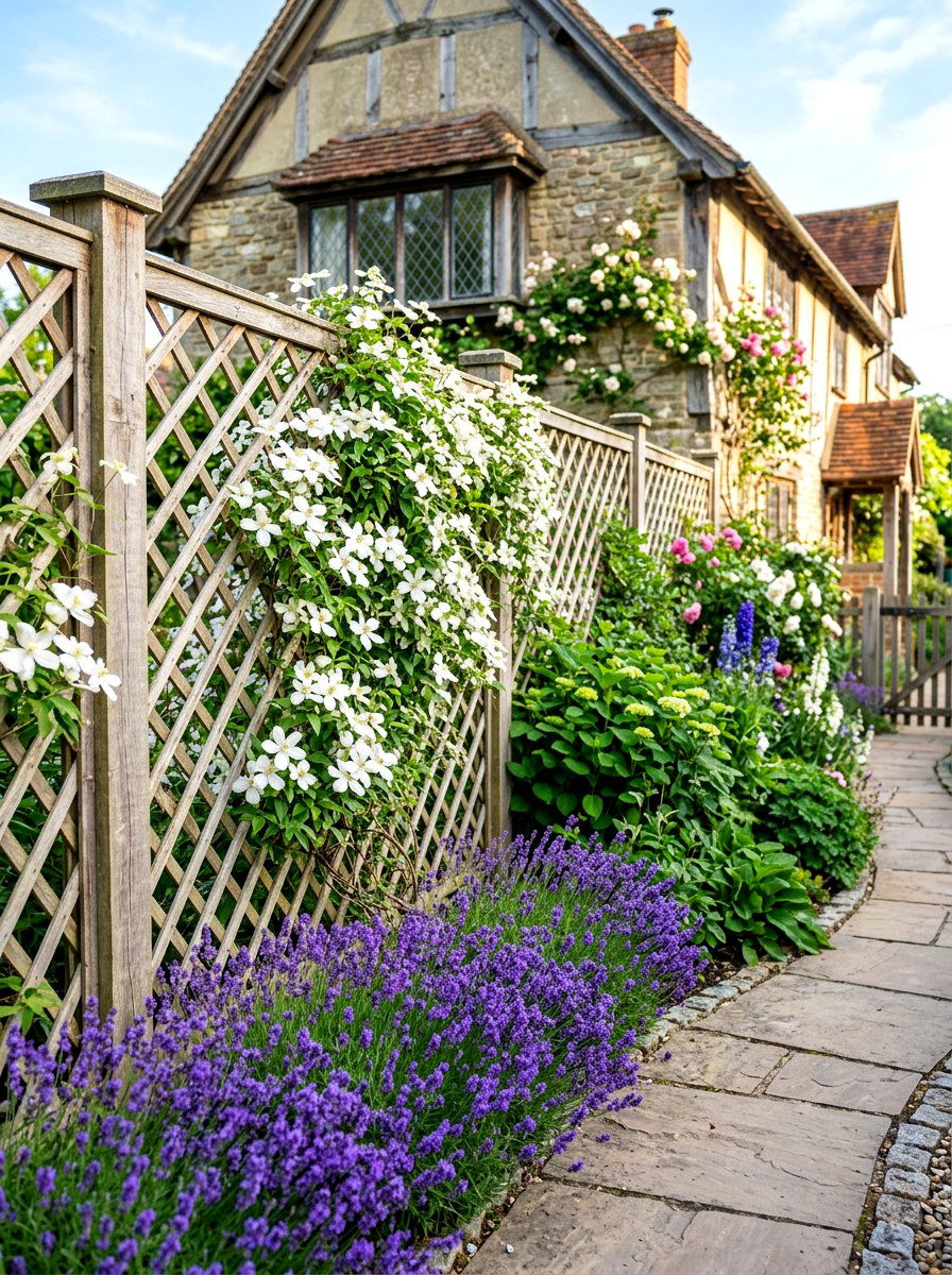 Wood Lattice Fence Panel - 30 side yard privacy fence landscaping ideas