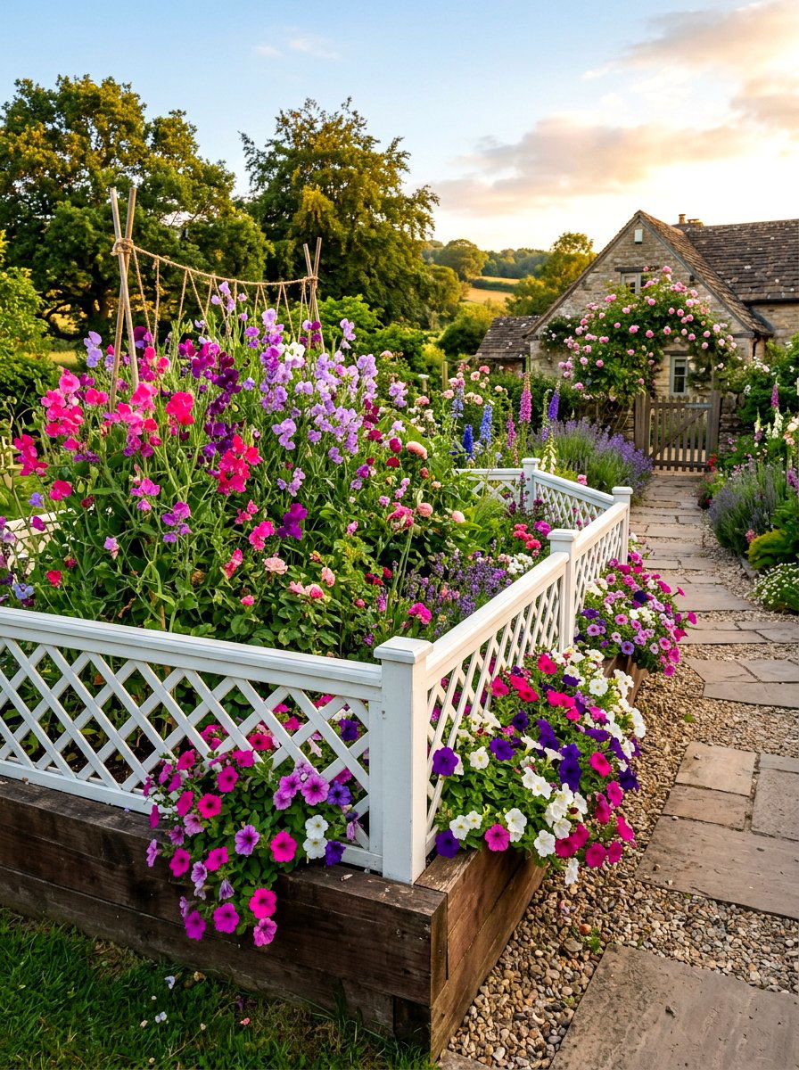 Wood Lattice Garden Border - 30 raised bed fence ideas