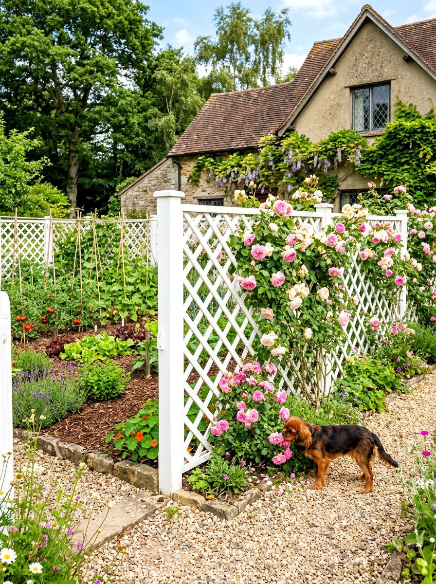 Wood Lattice Garden Perimeter - 30 dog fence ideas