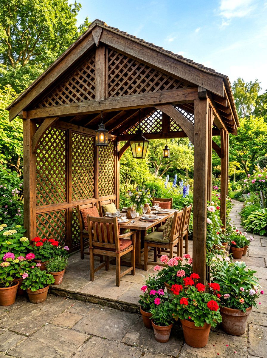 Wood Lattice Panels - 30 gazebo privacy ideas