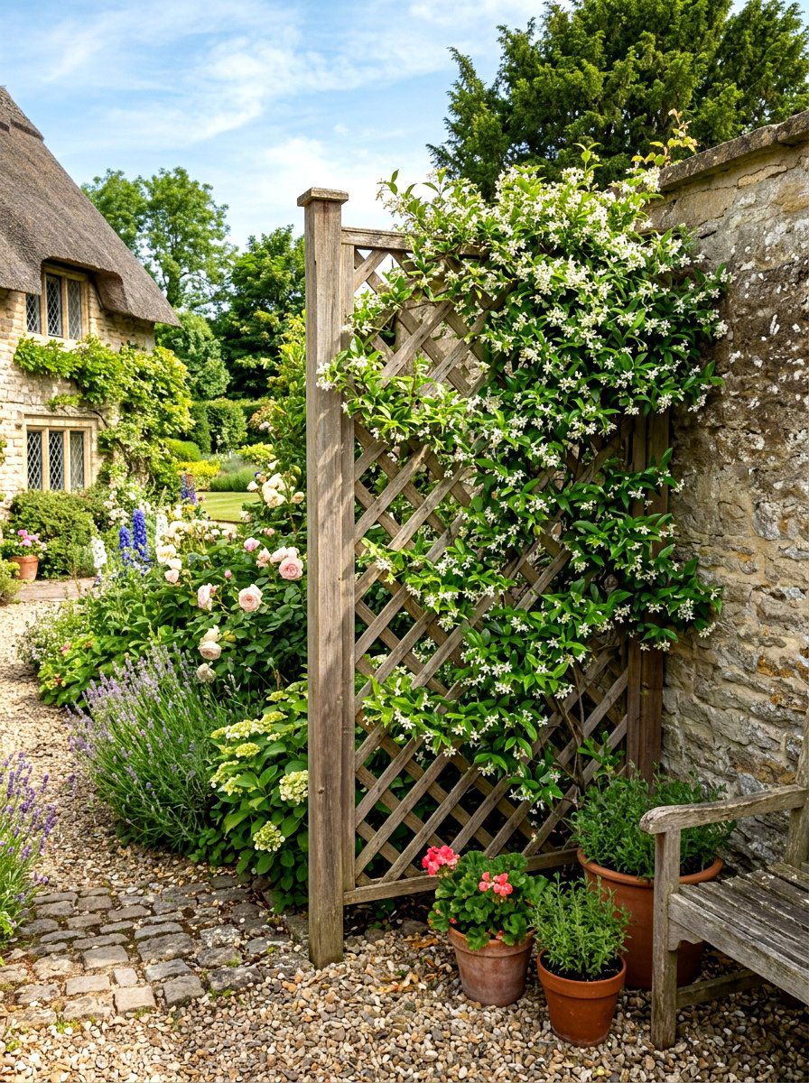 Wood Lattice Trellis - 30 vertical garden trellis ideas