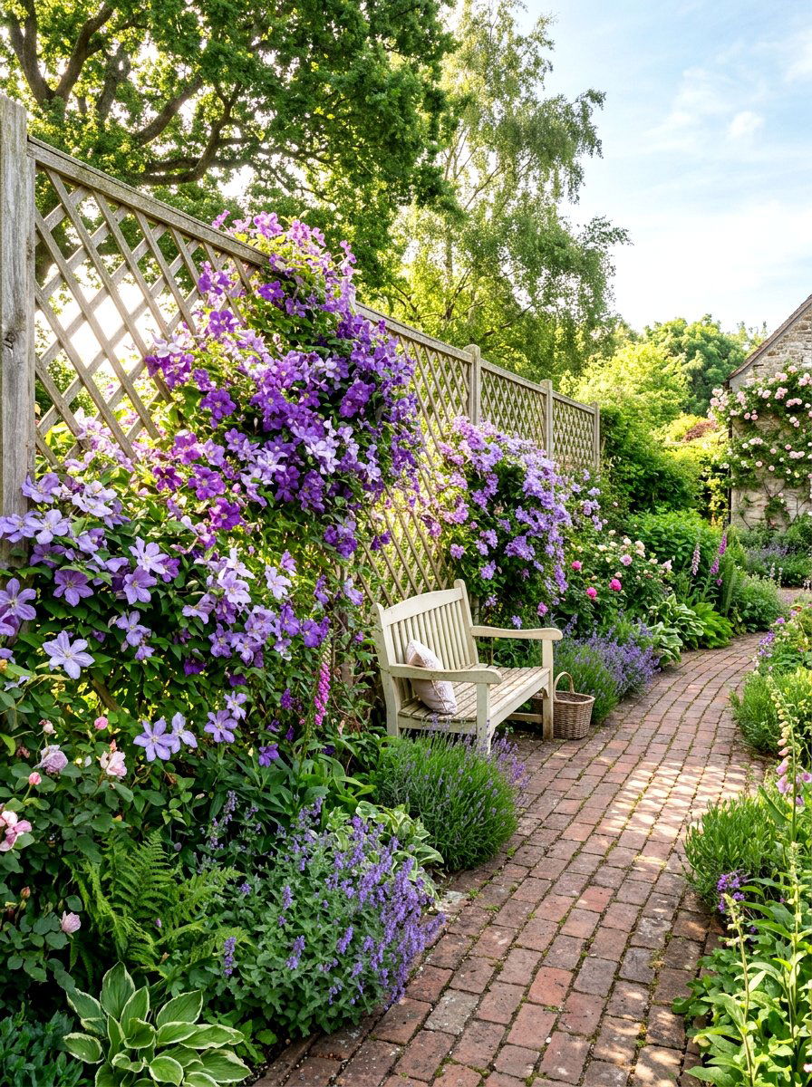 Wood Lattice Trellis - 30 privacy fence ideas