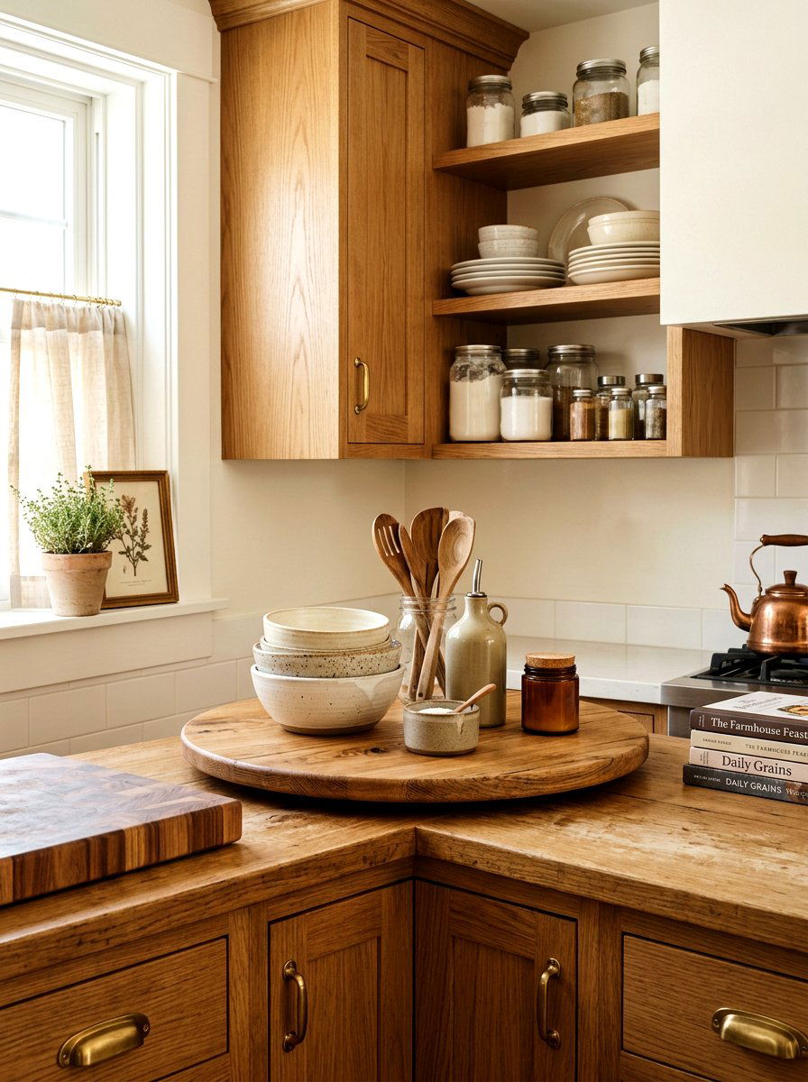 Wood Lazy Susan - 30 blind corner cabinet ideas