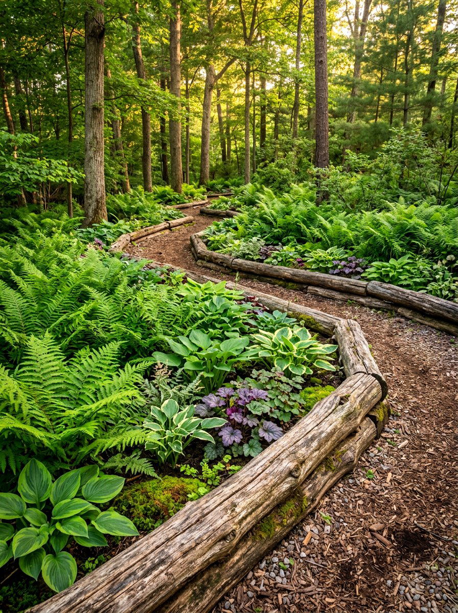 Wood Log Border - 30 flower bed edging ideas