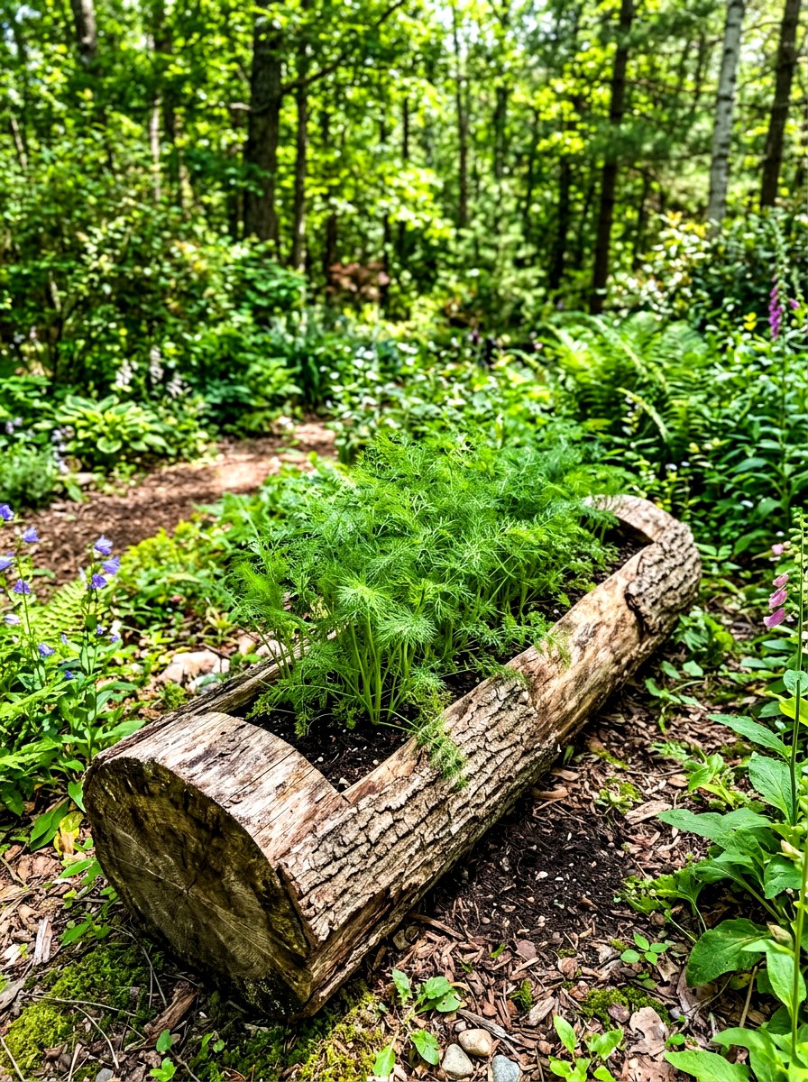 Wood Log Herb Planter - 30 rustic herb garden ideas