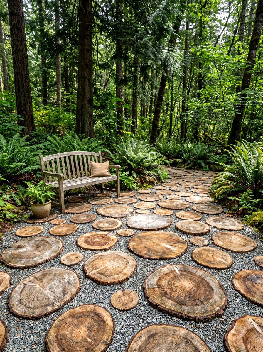 Wood Log Pavers - 30 patio flooring ideas