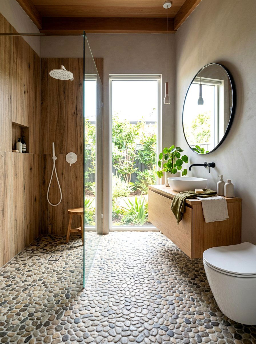 Wood Look Shower Tile - 30 bathroom accent tile ideas