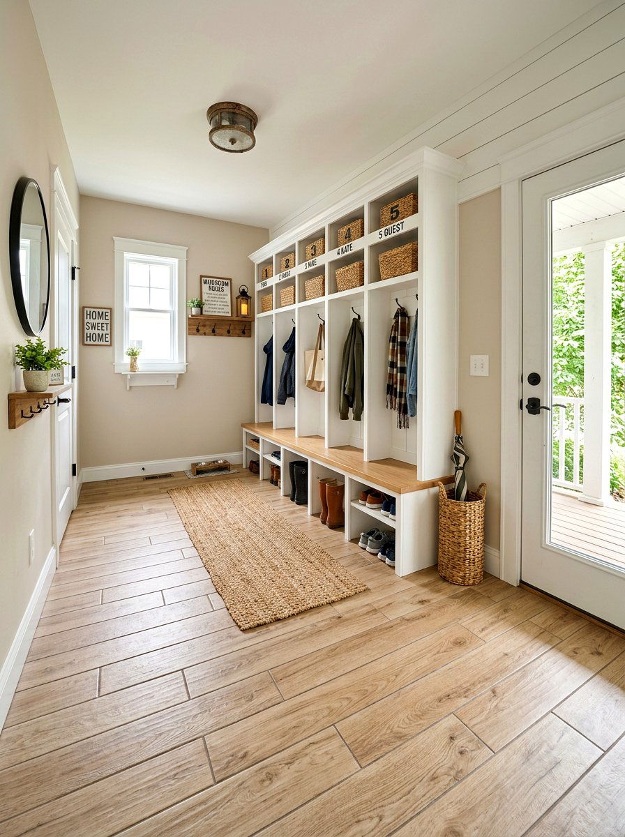 Wood Look Tile Mudroom - 30 mudroom tile floor ideas