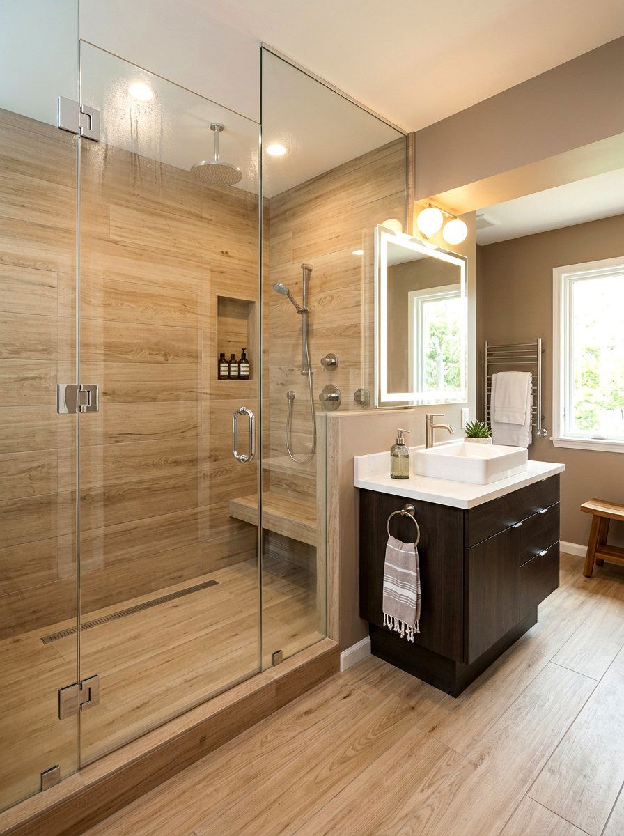 Wood Look Tile Steam Shower - 30 steam shower bathroom ideas