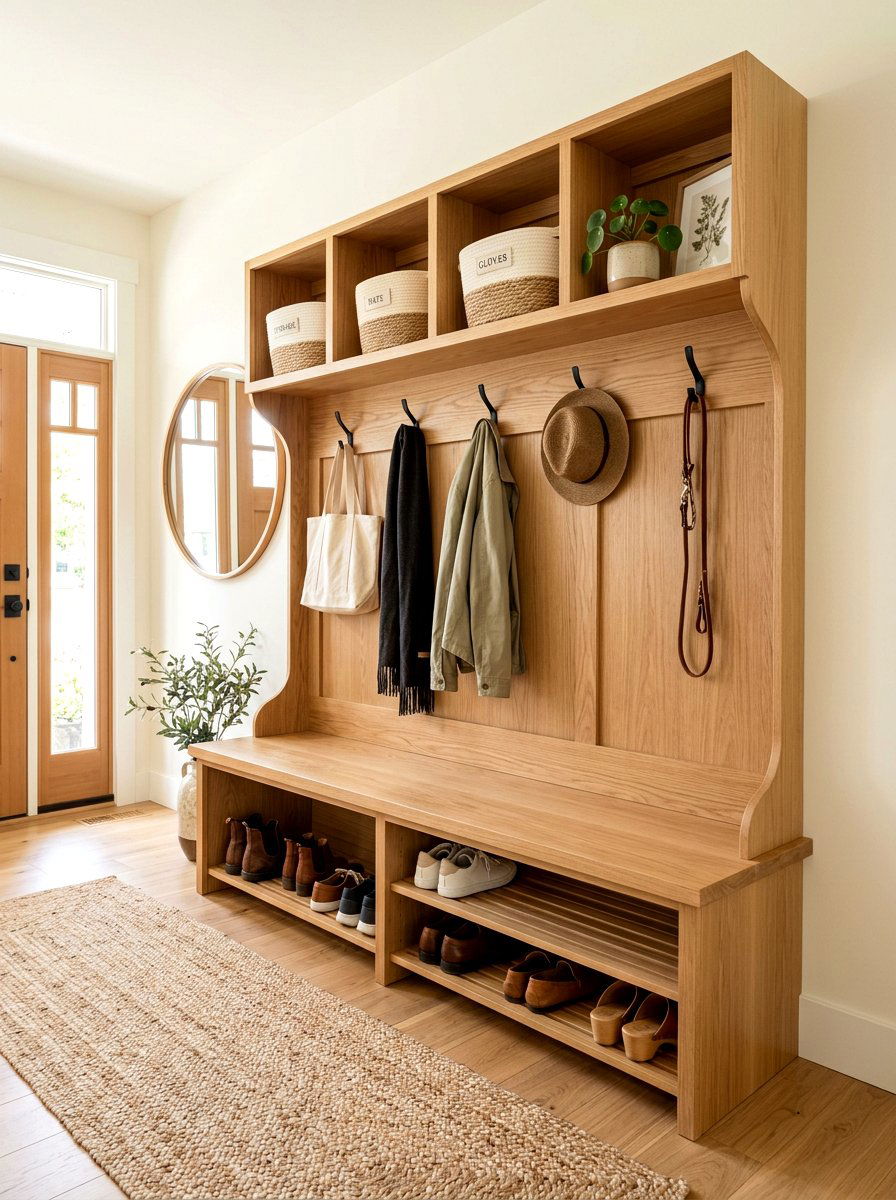 Wood Mudroom Bench - 30 mudroom drop zone bench ideas