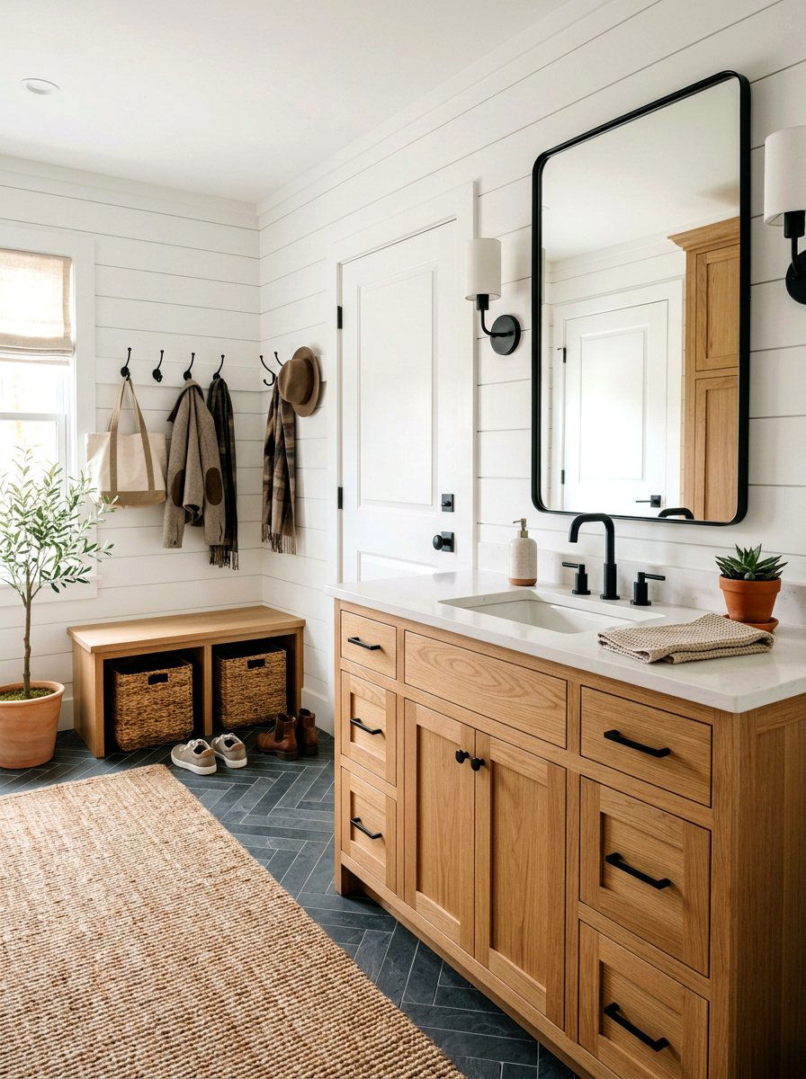 Wood Mudroom Vanity - 30 mudroom laundry sink ideas