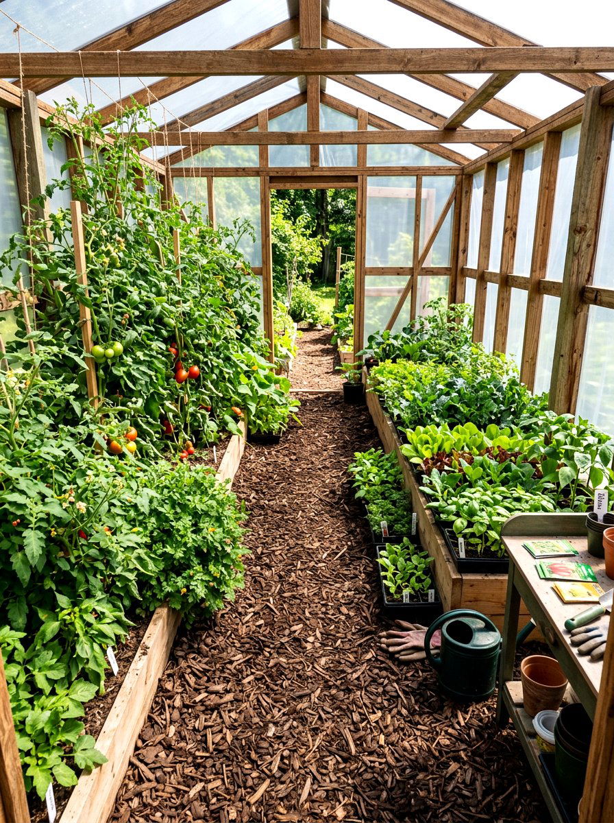 Wood Mulch - 30 greenhouse path ideas