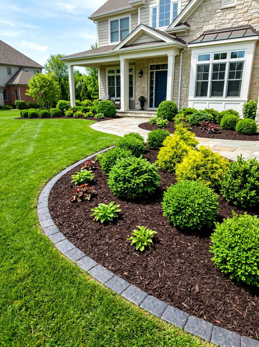 Wood Mulch Bed - 30 drought tolerant front yard ideas