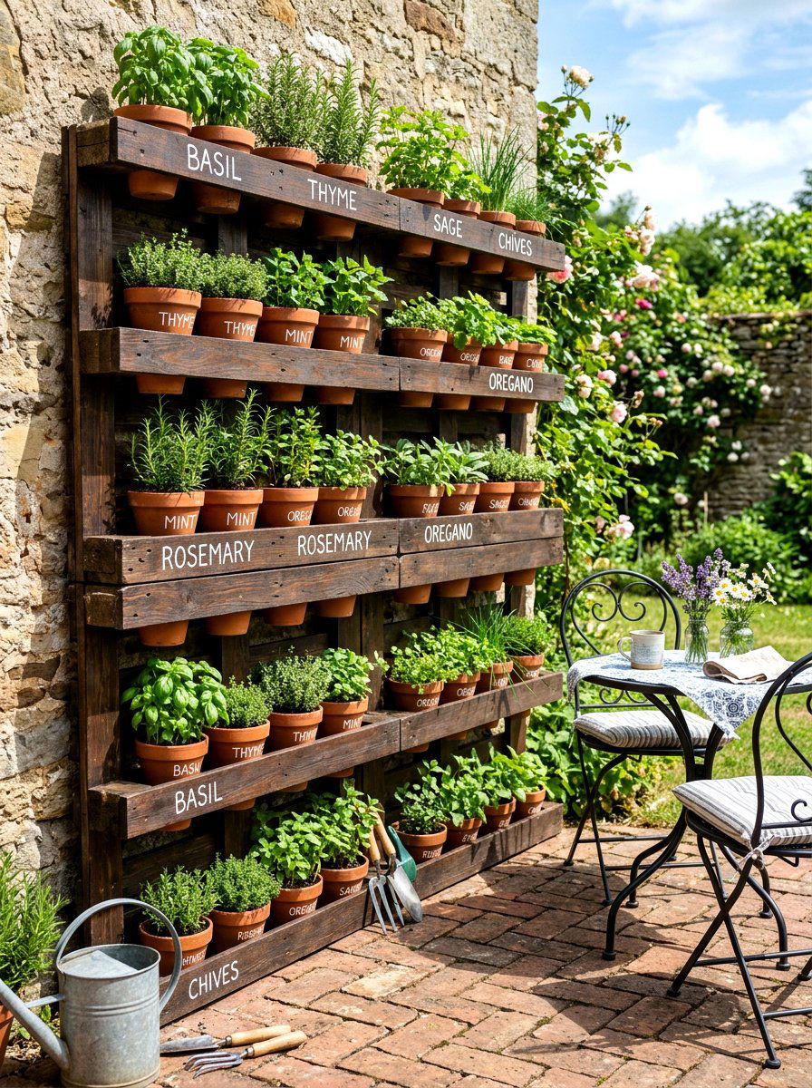 Wood Pallet Herb Garden - 30 backyard divider ideas