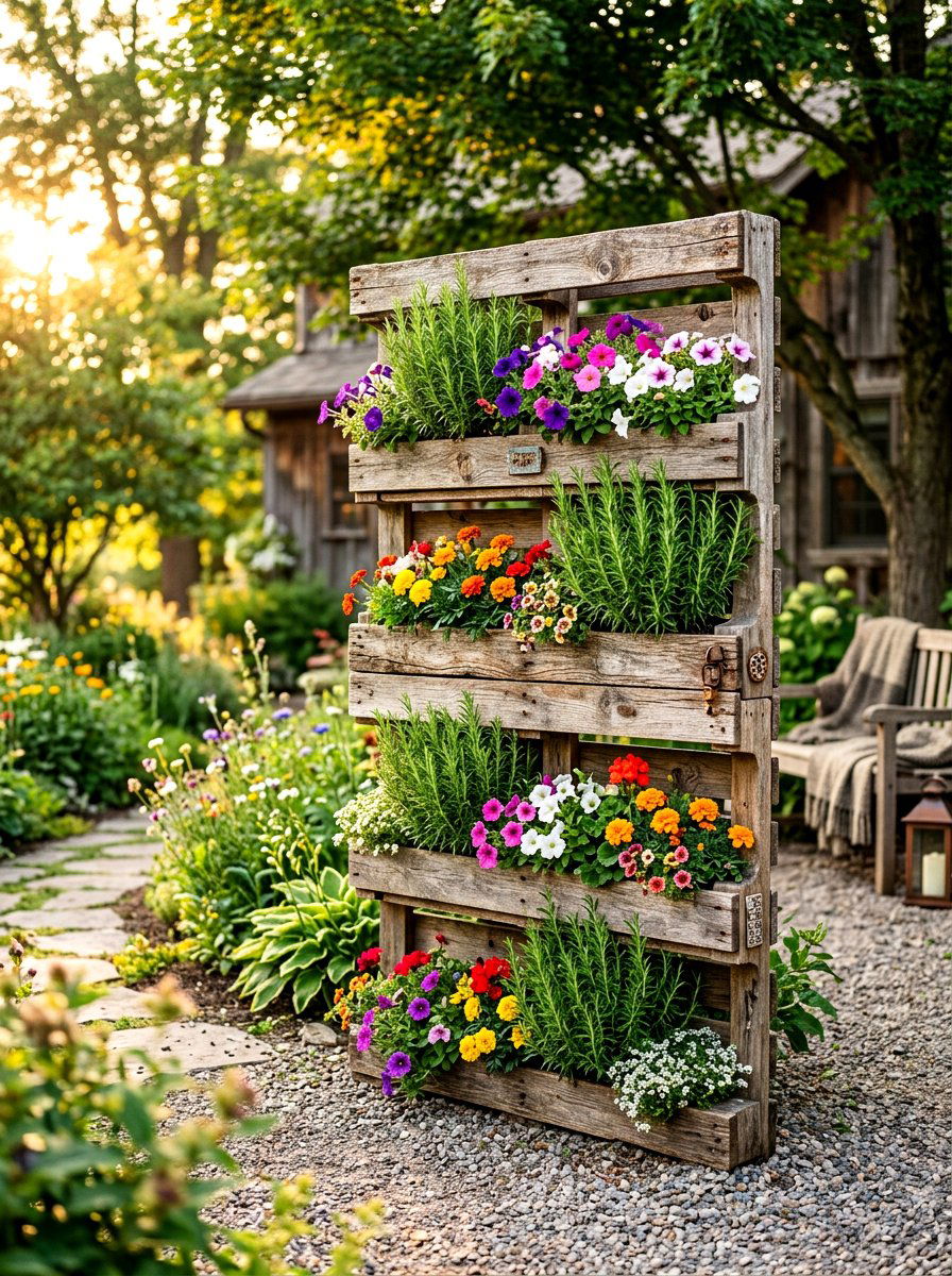 Wood Pallet Planter Wall - 30 vertical garden privacy wall ideas