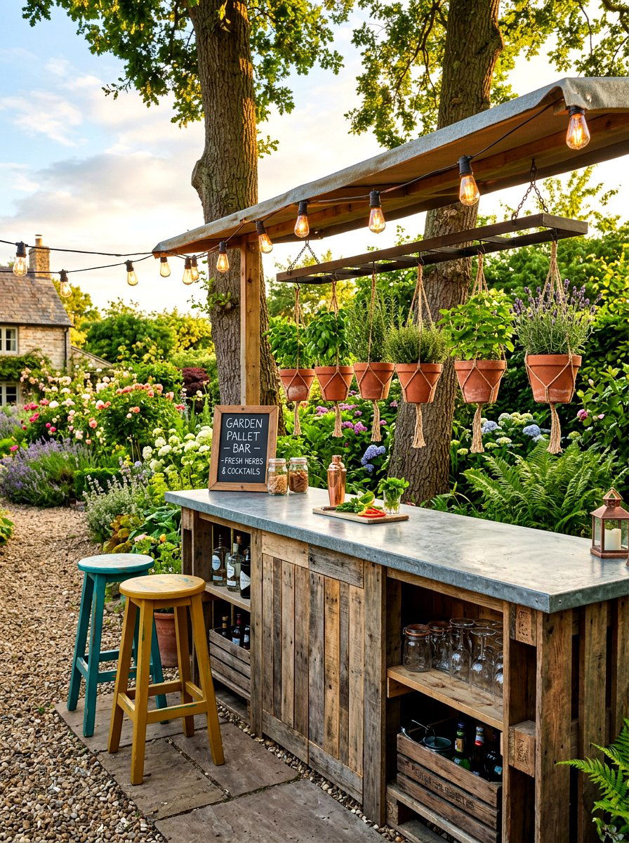 Wood Pallet Station - 30 outdoor bar ideas