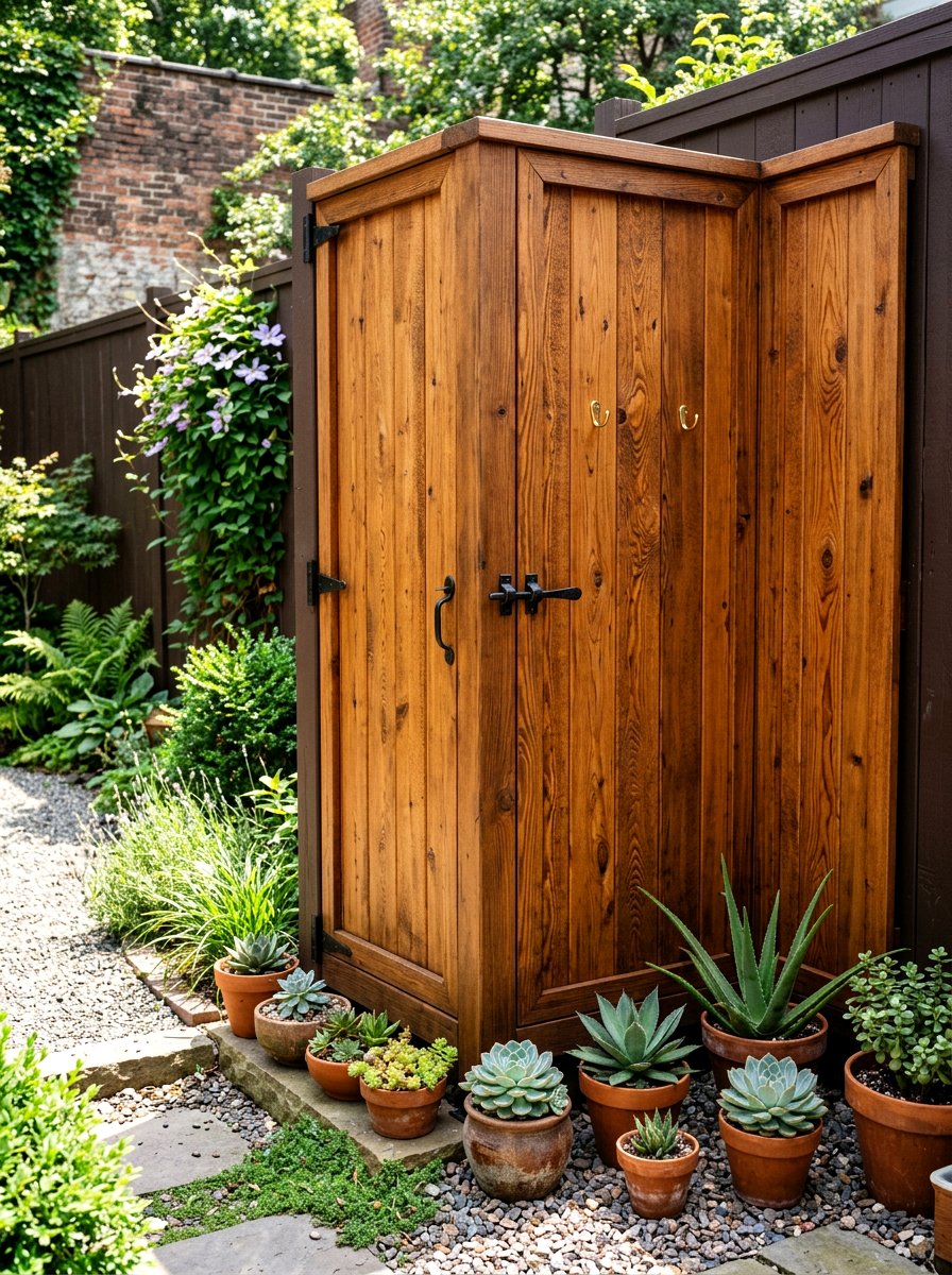 Wood Panel Corner - 30 outdoor changing room ideas