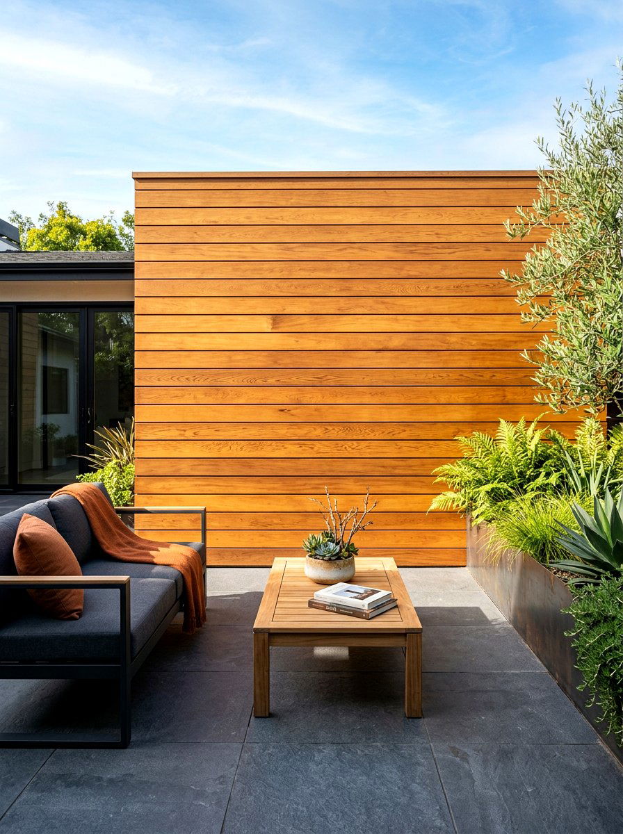 Wood Panel Wall - 30 retaining wall ideas