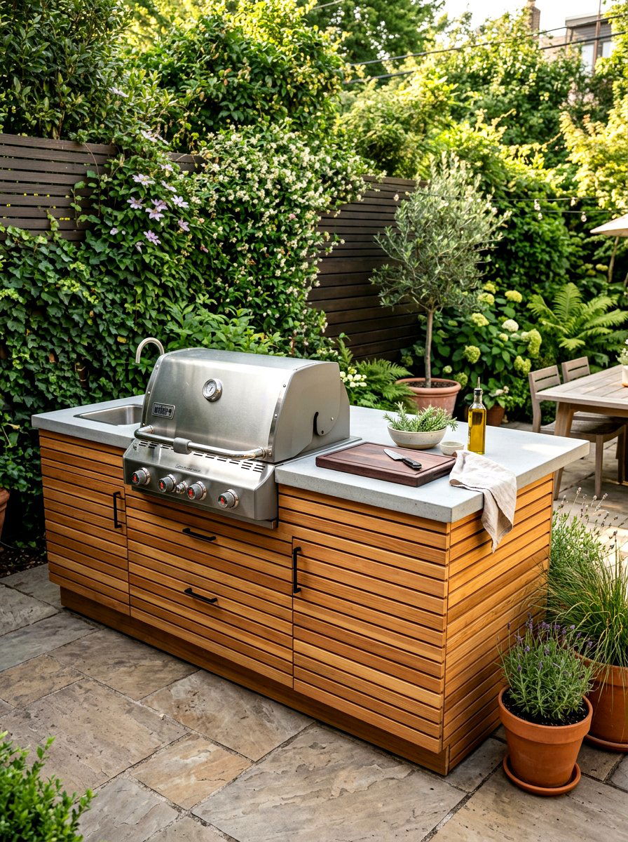 Wood Paneled BBQ Island - 30 grill island ideas