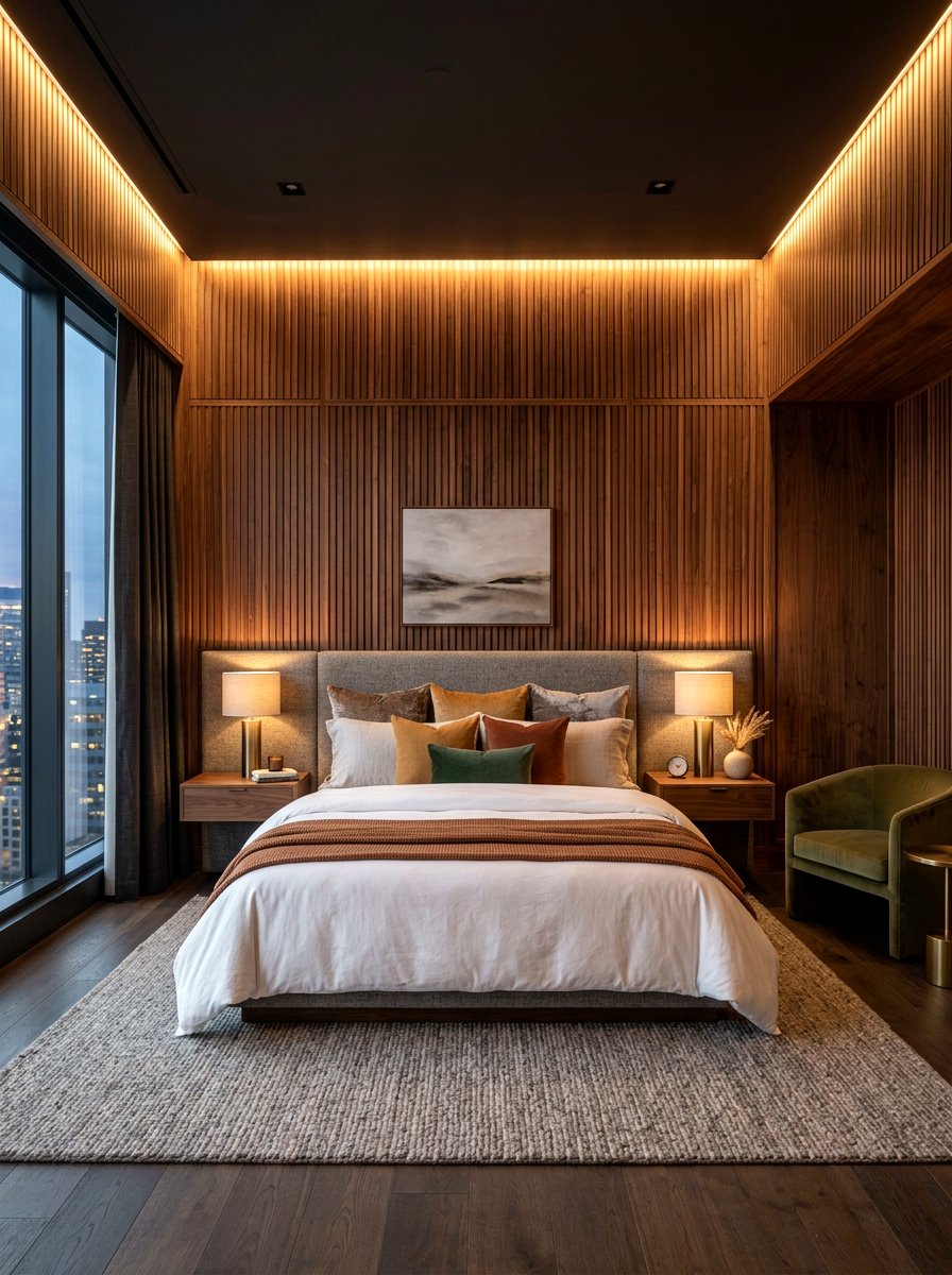 Wood Paneled Bedroom - 30 warm wood bedroom ideas