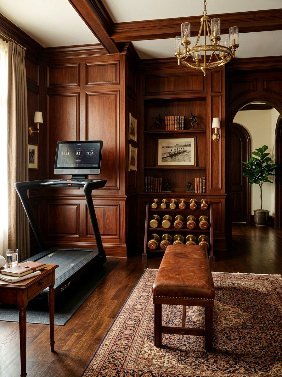 Wood Paneled Gym - 30 treadmill room ideas