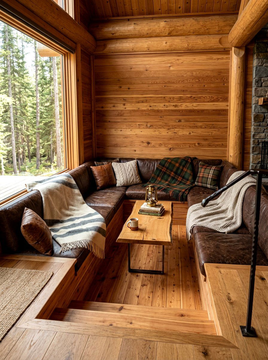 Wood Paneled Sunken Seating - 30 conversation pit living room ideas