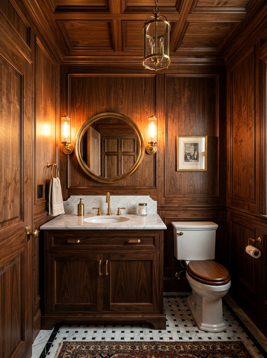 Wood Paneling Powder Room - 30 vintage powder room ideas