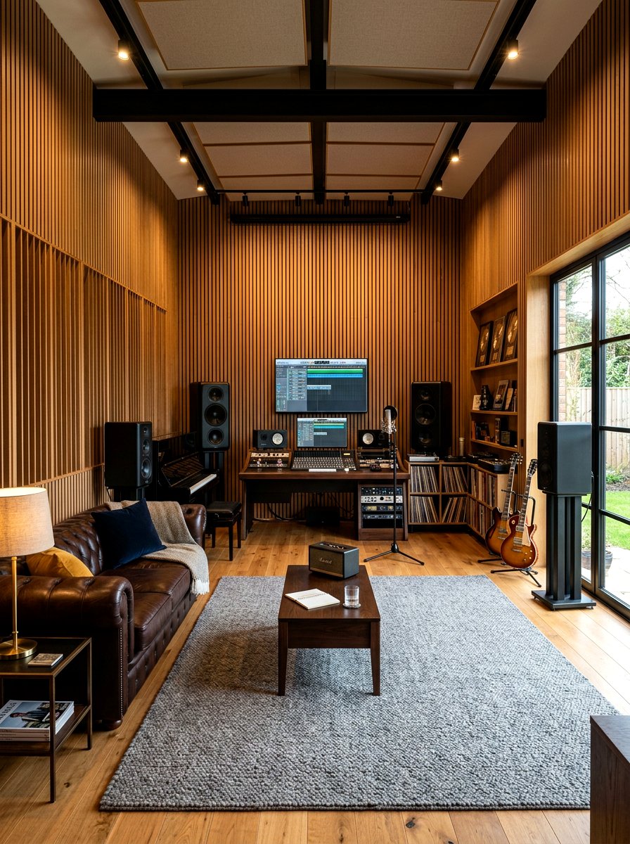 Wood Panelled Music Room - 30 listening lounge ideas