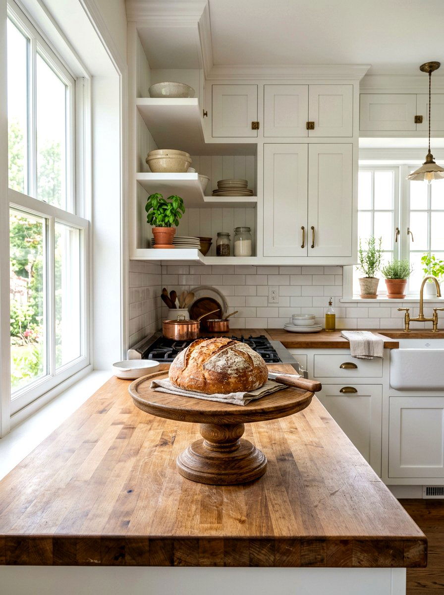 Wood Pedestal Cake Stand - 30 layered kitchen decor ideas