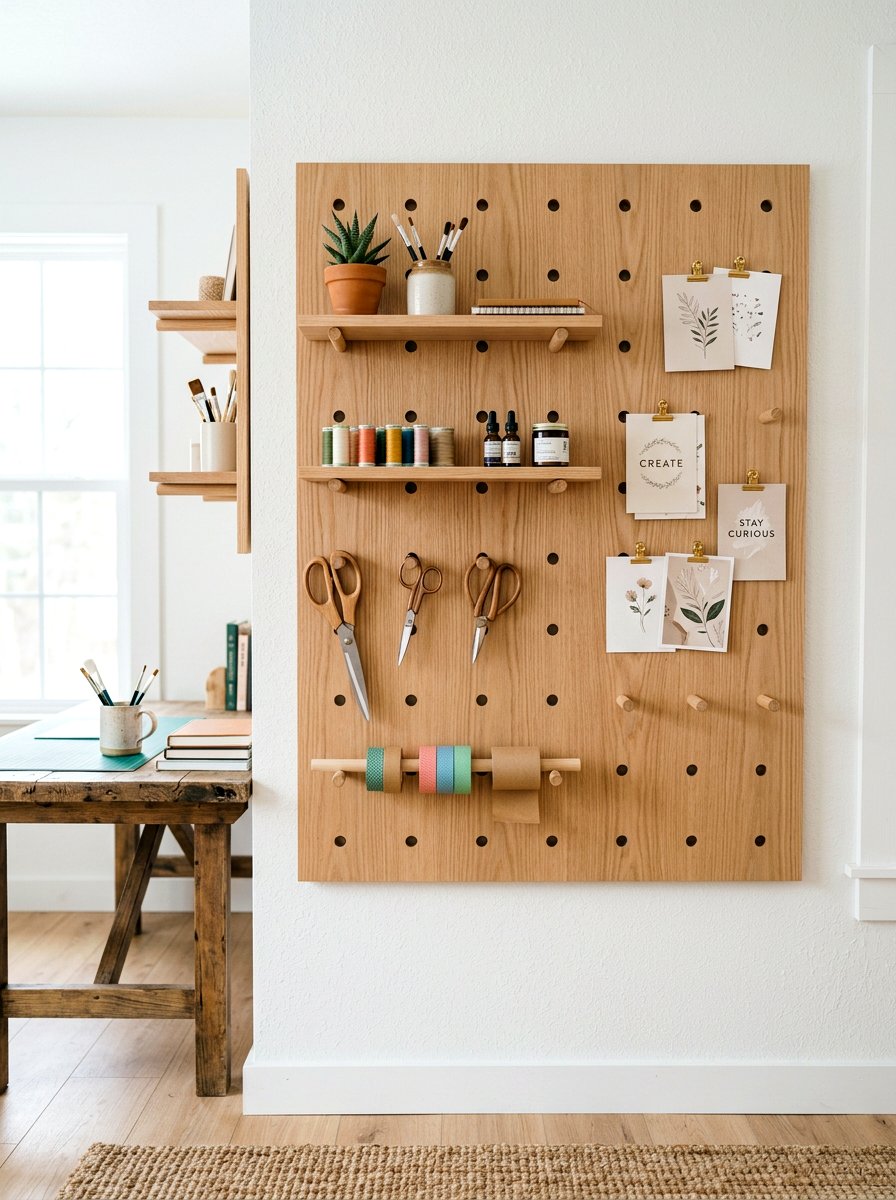 Wood Pegboard - 30 mood board wall ideas