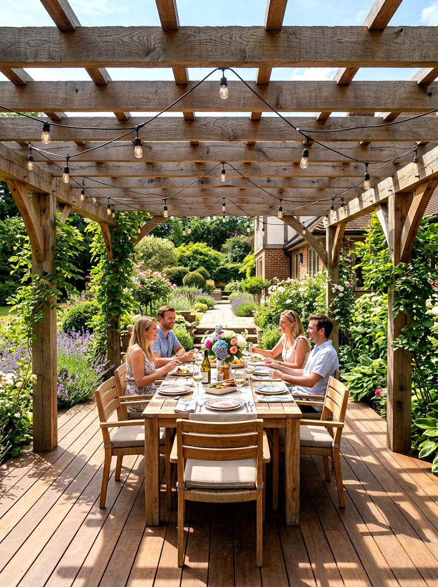 Wood Pergola Deck - 30 rustic deck ideas
