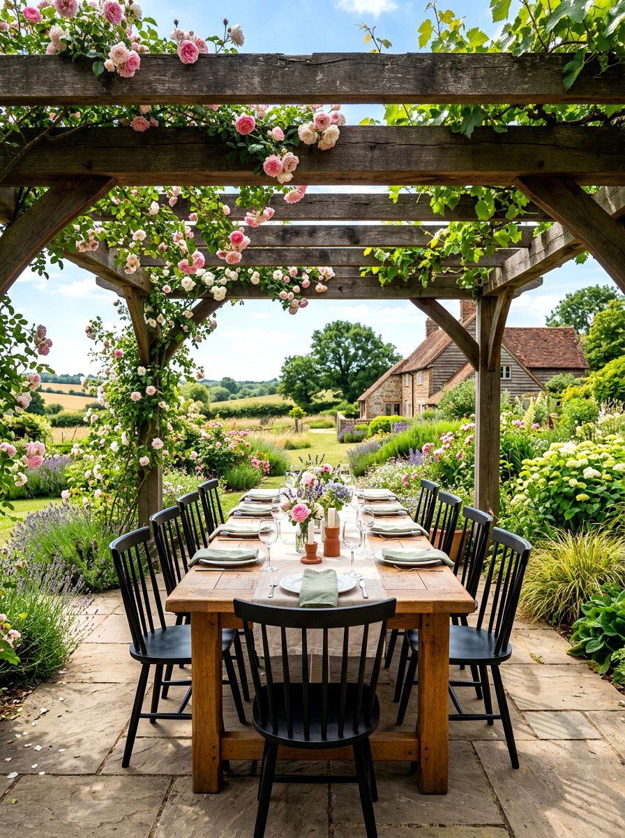 Wood Pergola Dining Zone - 30 patio decorating ideas