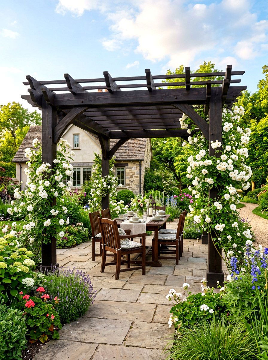 Wood Pergola Structure - 30 intimate patio ideas