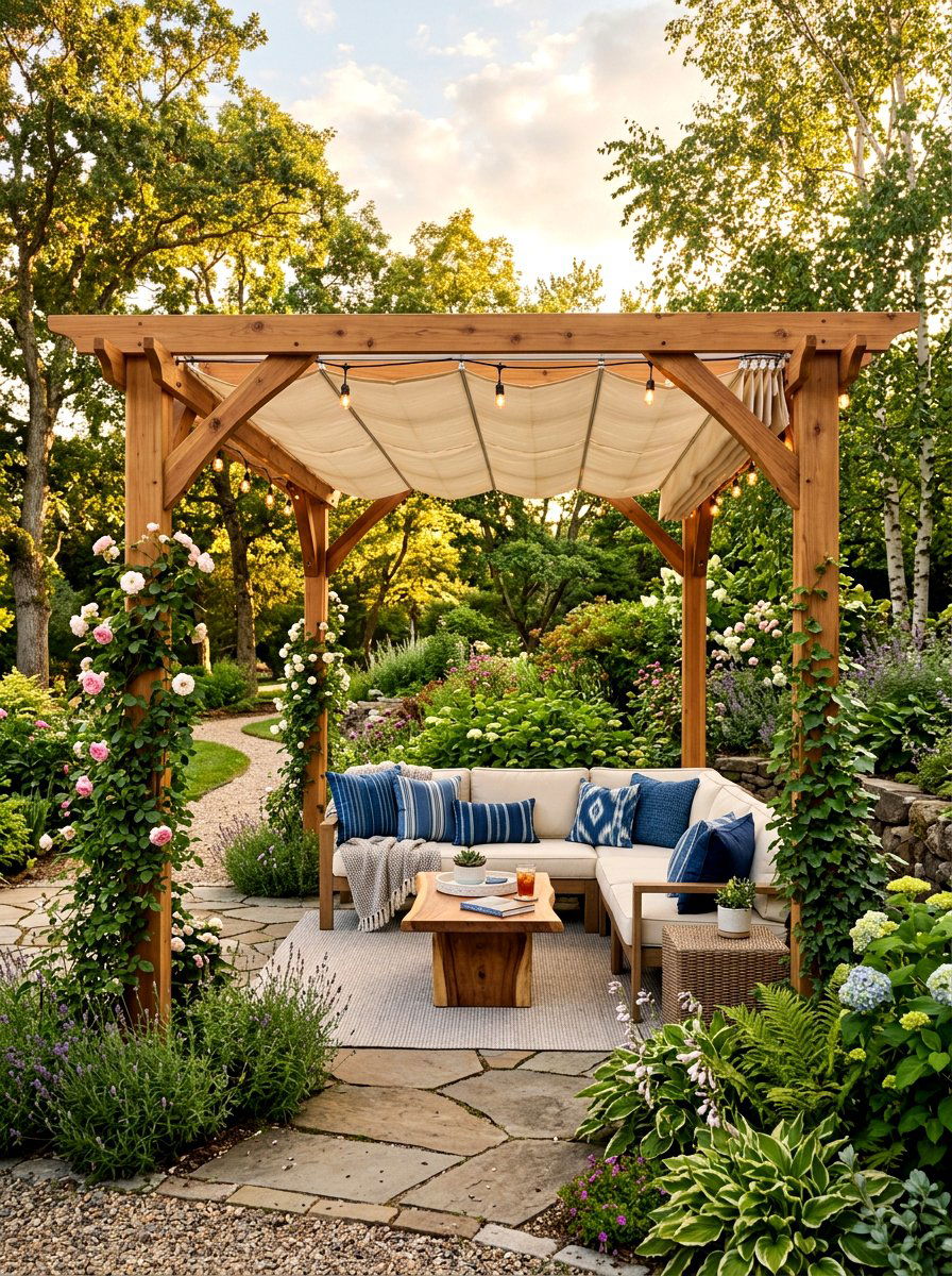 Wood Pergola With Retractable Canopy - 30 backyard pergola ideas