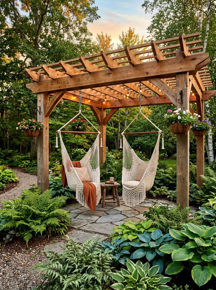 Wood Pergola With Swings - 30 small pergola ideas