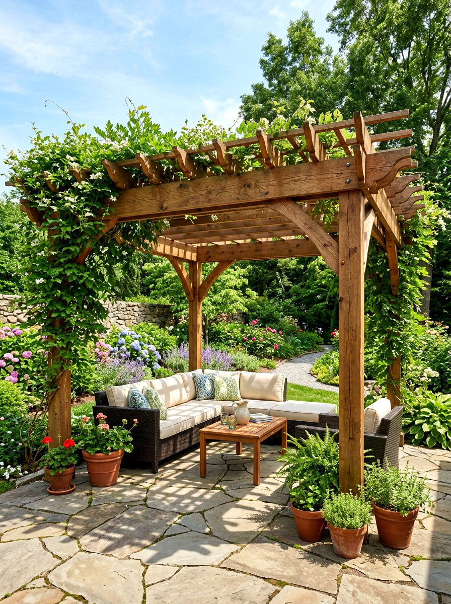 Wood Pergola - 30 budget patio ideas