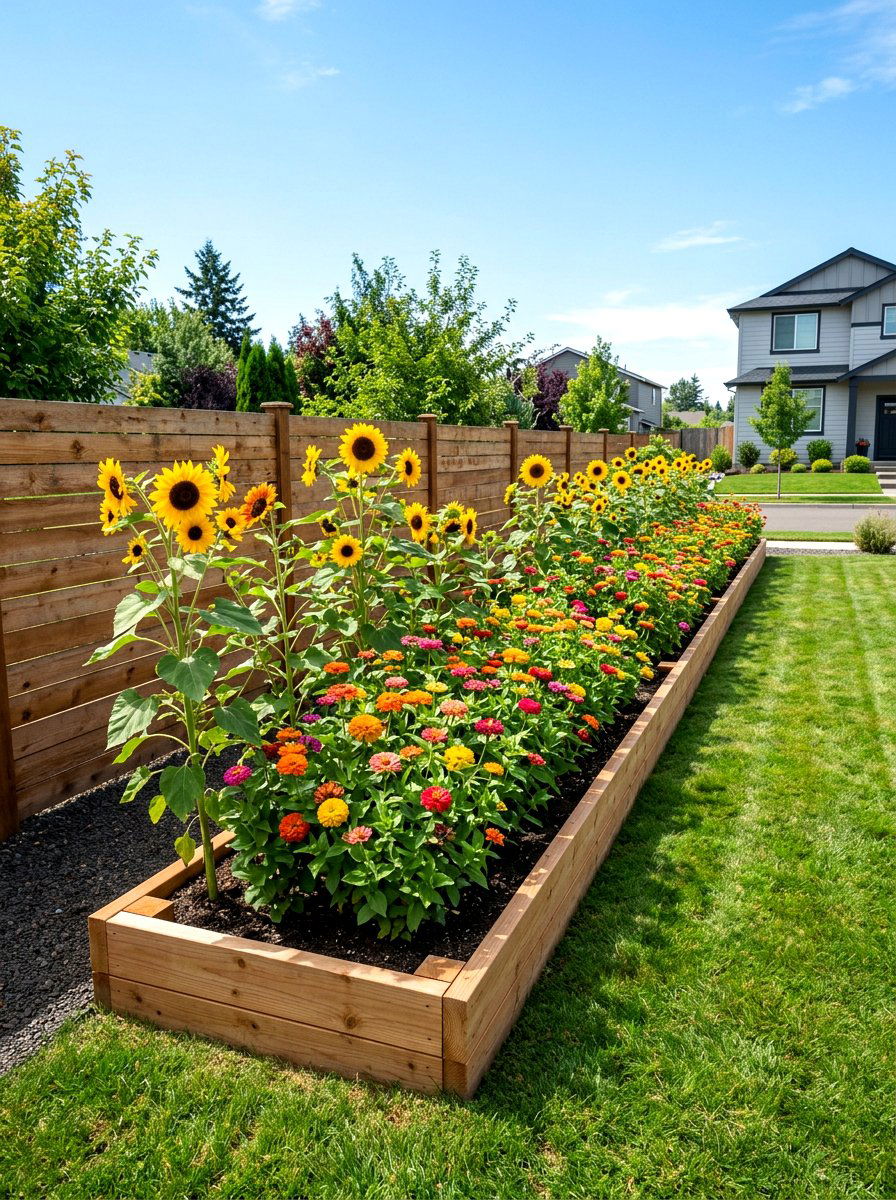 Wood Plank Flower Bed - 30 budget flower bed ideas