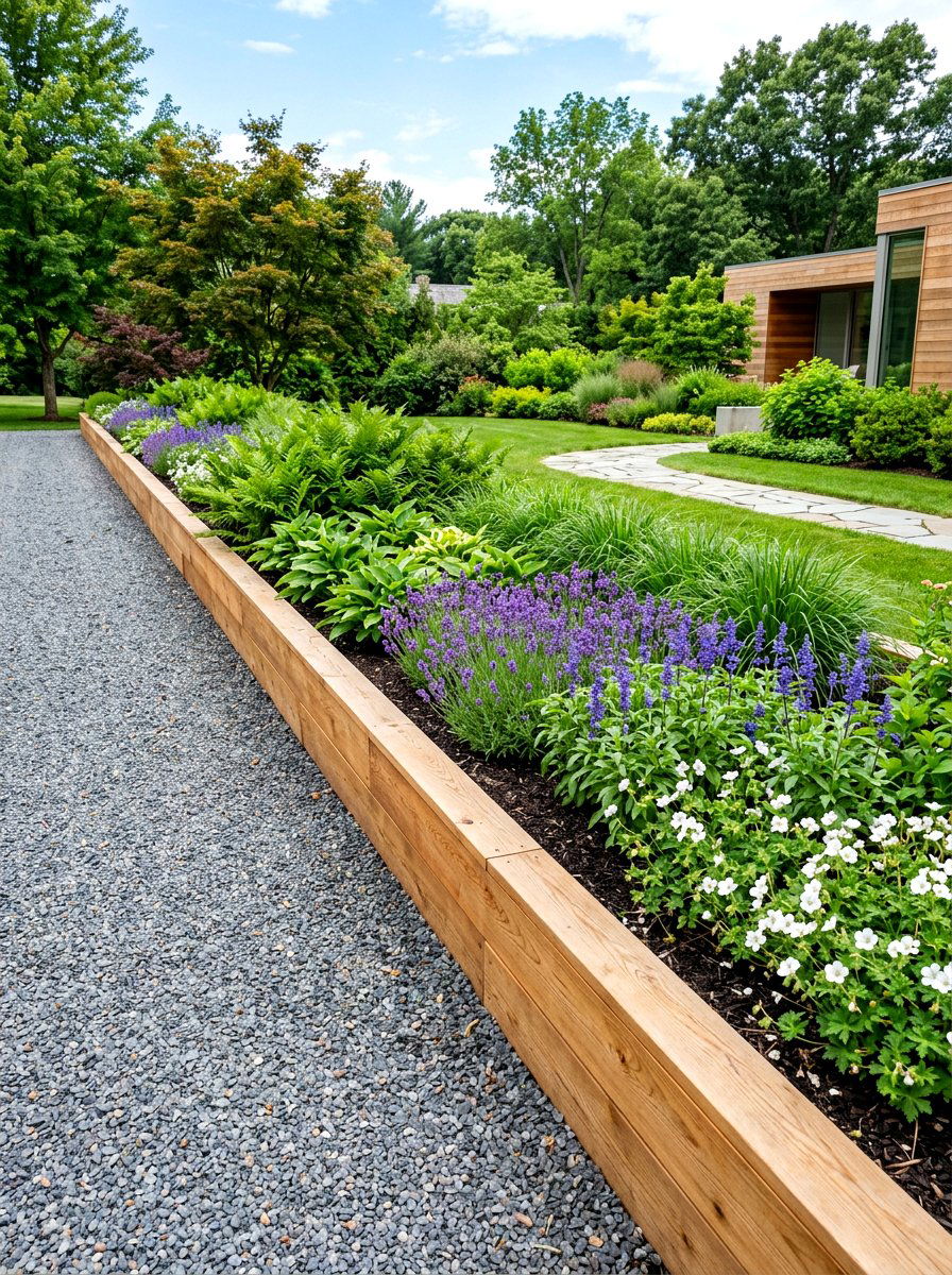 Wood Plank Flower Border - 30 flower bed border ideas