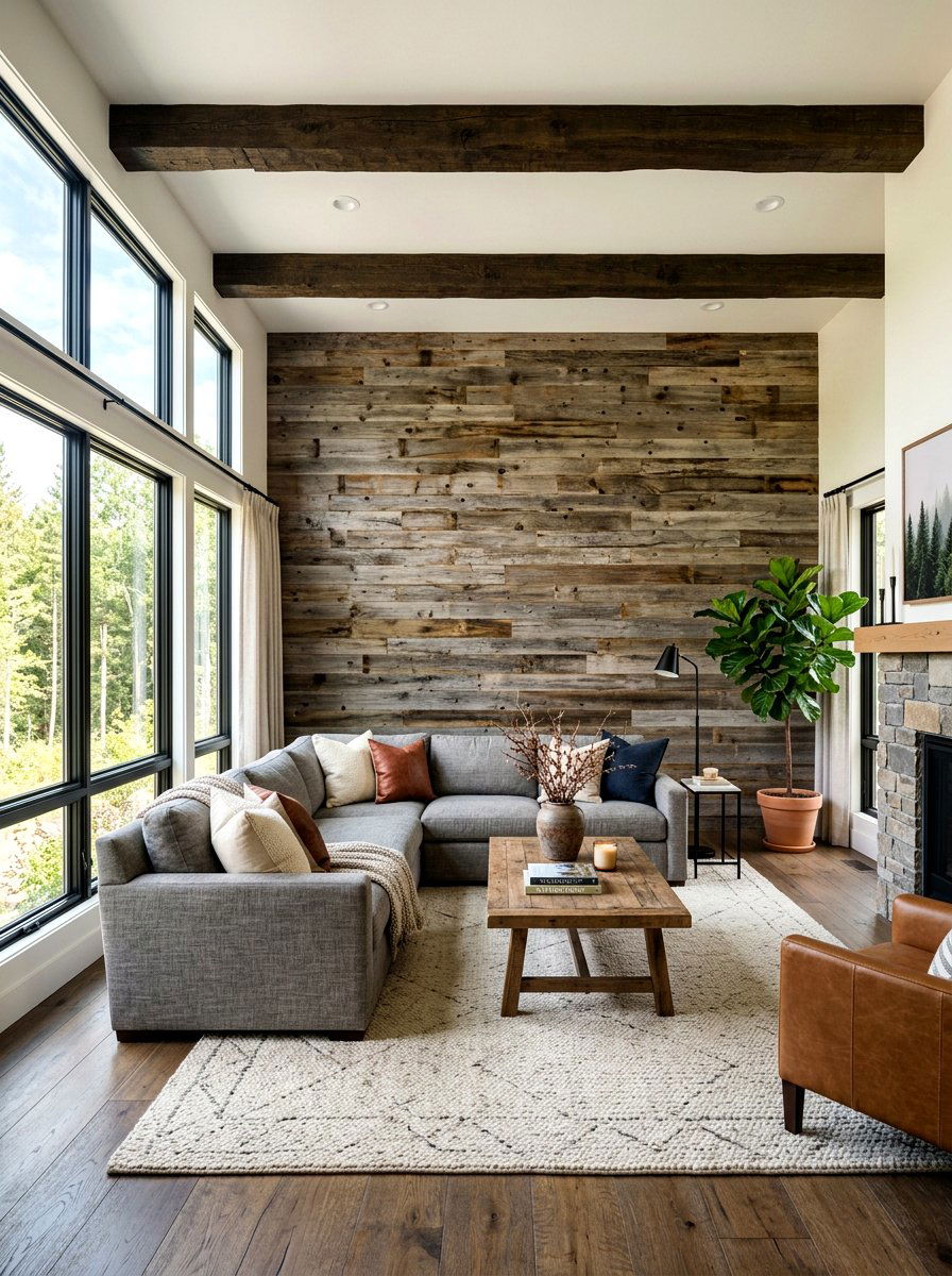 Wood Plank Mural - 30 peel and stick mural ideas