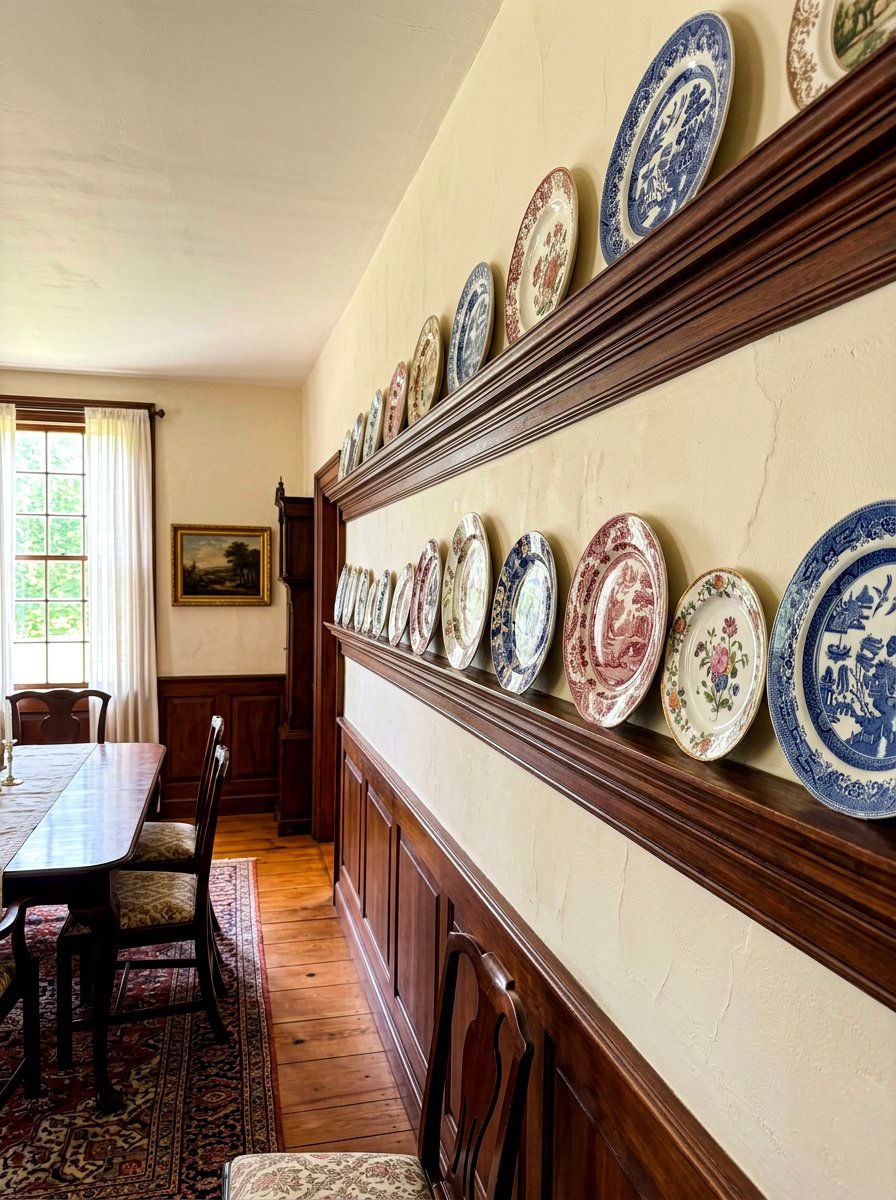 Wood Plate Rail - 30 dining room china display ideas
