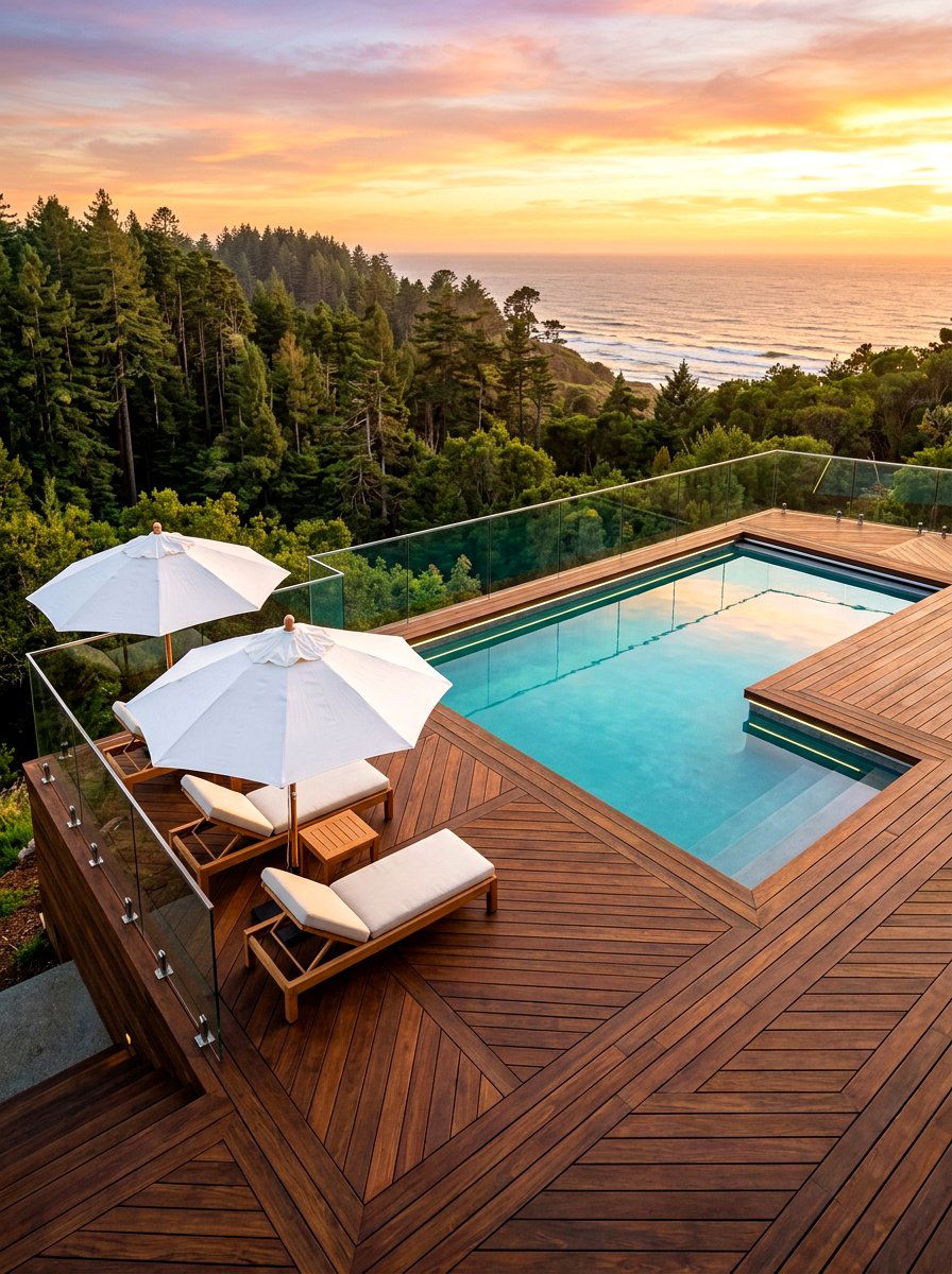 Wood Pool Deck Layout - 30 pool patio ideas